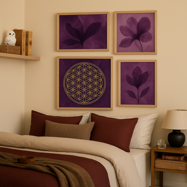 Blume des Lebens – Poster violett 40 × 40 cm mit Golddruck – Bild 3