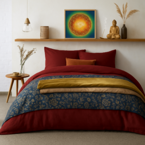 Blume des Lebens – Poster Farbspektrum 40 × 40 cm mit Golddruck